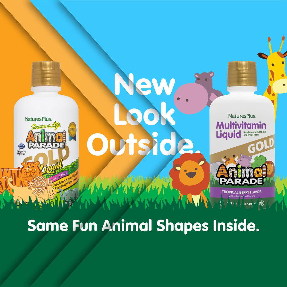 Close-up of Animal Parade Gold tropical berry flavor for kids