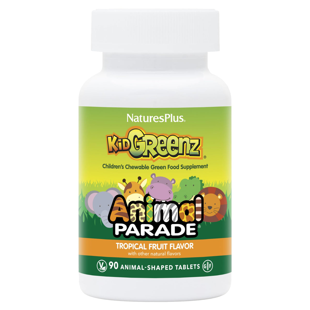 NaturesPlus KidGreenz tropical fruit chewables for daily veggie support