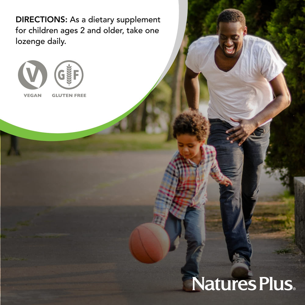 NaturesPlus KidZinc packaging with playful, child-friendly design.