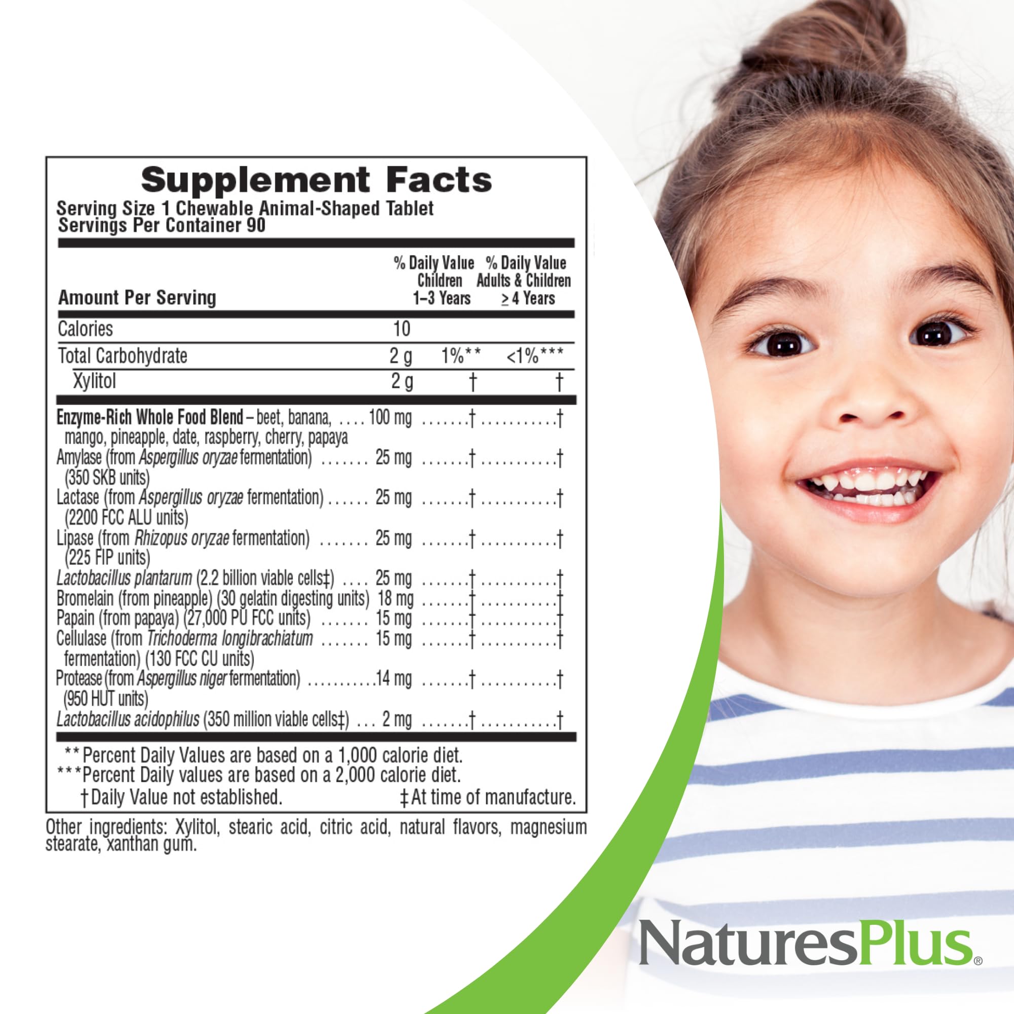 NaturesPlus Animal Parade bottle includes live probiotics for daily use