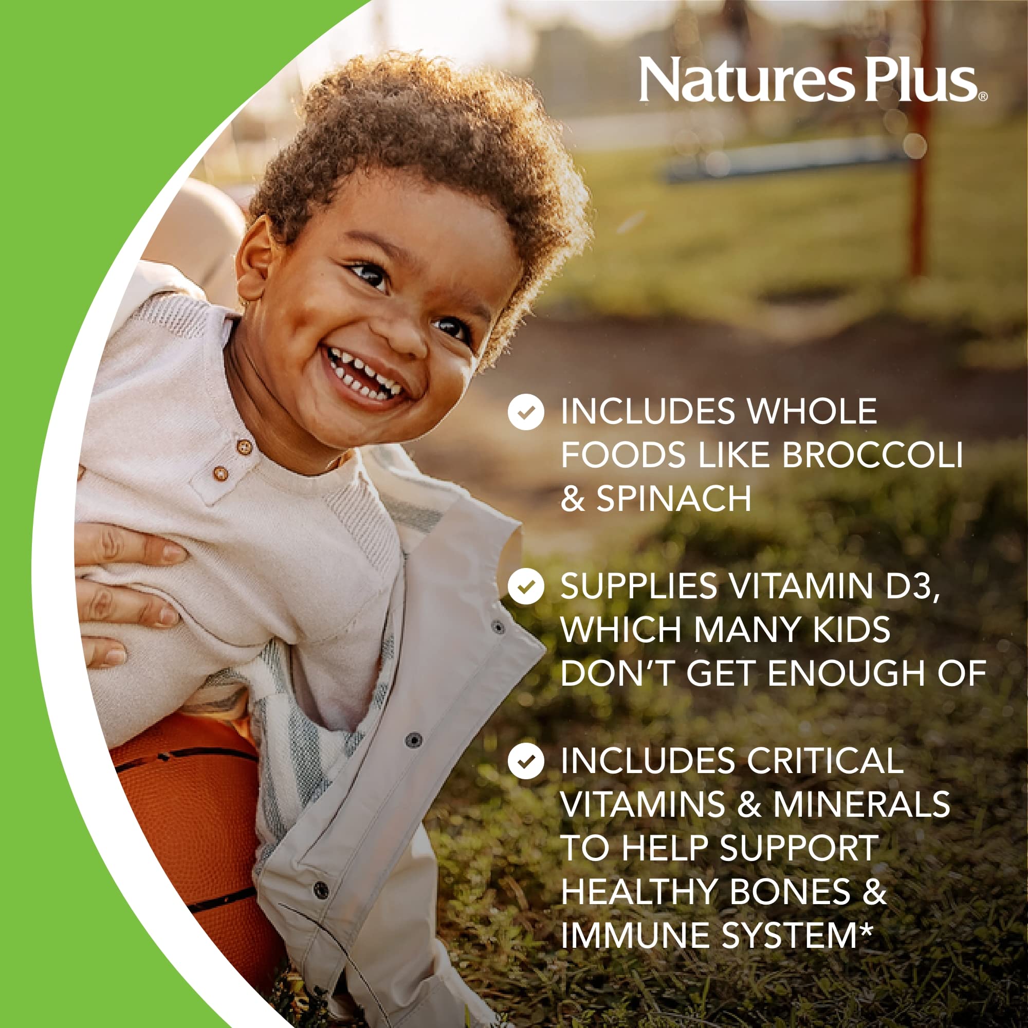 Nutrition label on NaturesPlus Animal Parade showing vitamins and minerals.