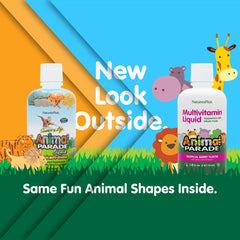 NaturesPlus Animal Parade tropical berry dosing spoon for convenient measured servings.