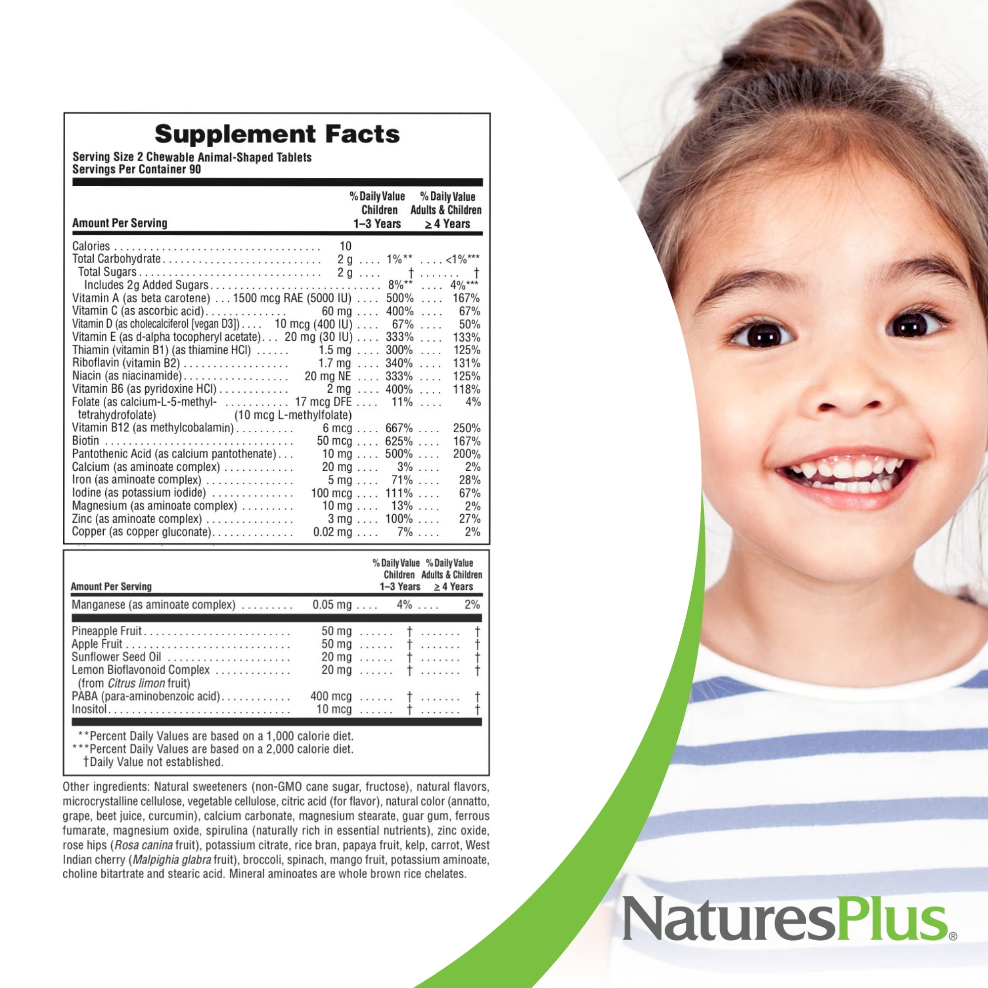 Gluten-free, vegetarian formula from NaturesPlus Animal Parade for kids.