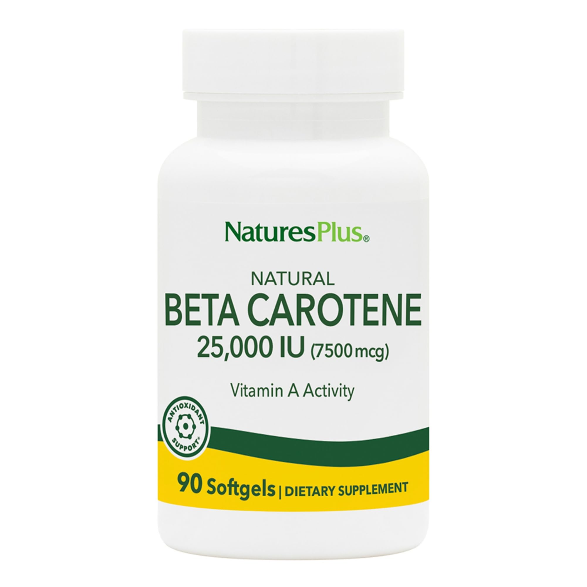NaturesPlus beta carotene softgels in bottle supporting eye health