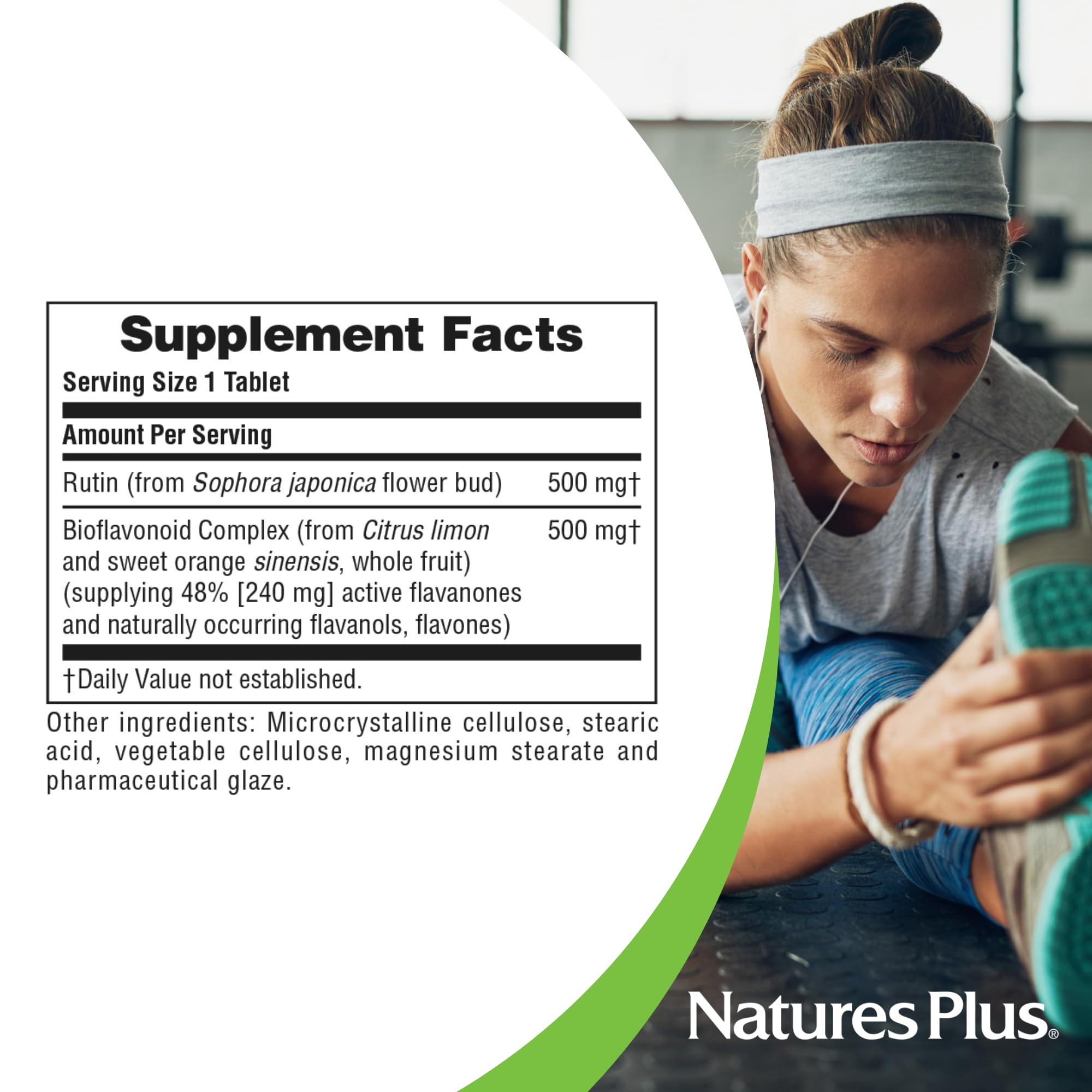 NaturesPlus Biorutin capsules visual shows durable packaging and consistent formula.