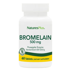Nature'sPlus chewable bromelain tablet close-up highlighting pineapple-derived digestion support.