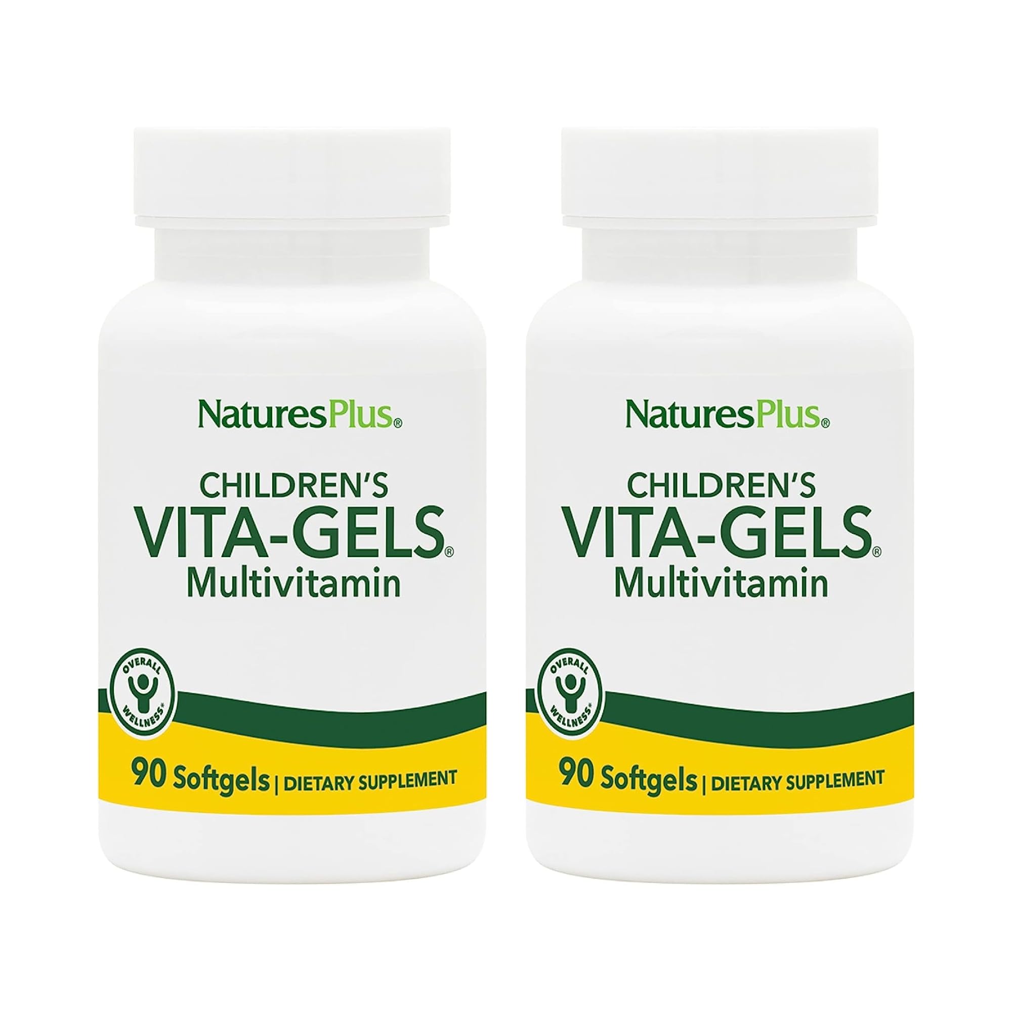 NaturesPlus Children's Vita-Gels bottle front, kid-friendly orange flavor for daily nutrition.
