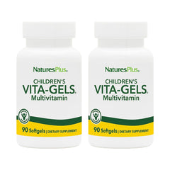 NaturesPlus Children's Vita-Gels bottle front, kid-friendly orange flavor for daily nutrition.
