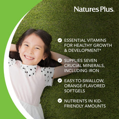 Close-up of NaturesPlus Vita-Gels softgels showing smooth texture for swallowing.