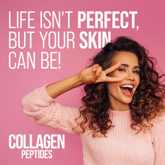 NaturesPlus Collagen Peptides Berry Lemonade powder dissolving while mixing in liquid for absorption.