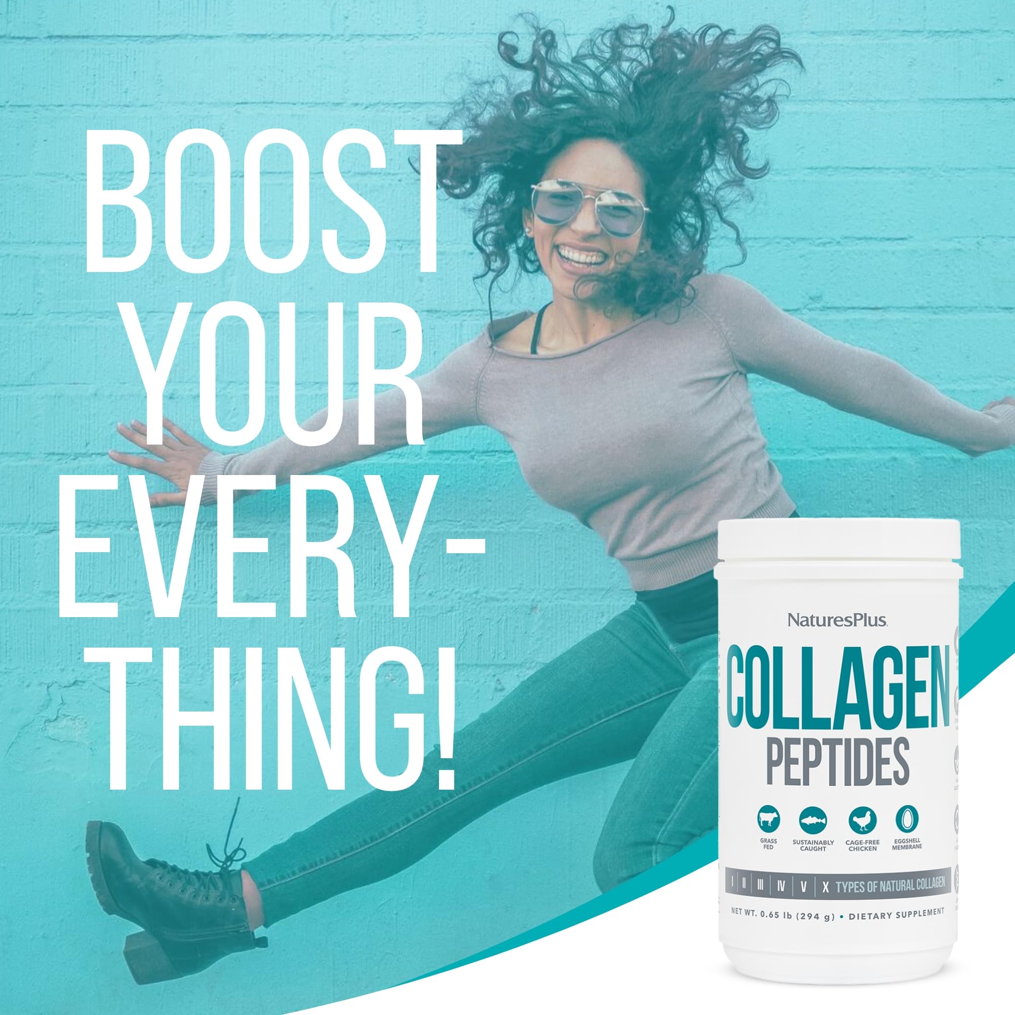 NaturesPlus Collagen Peptides in beverages for convenient wellness routines.