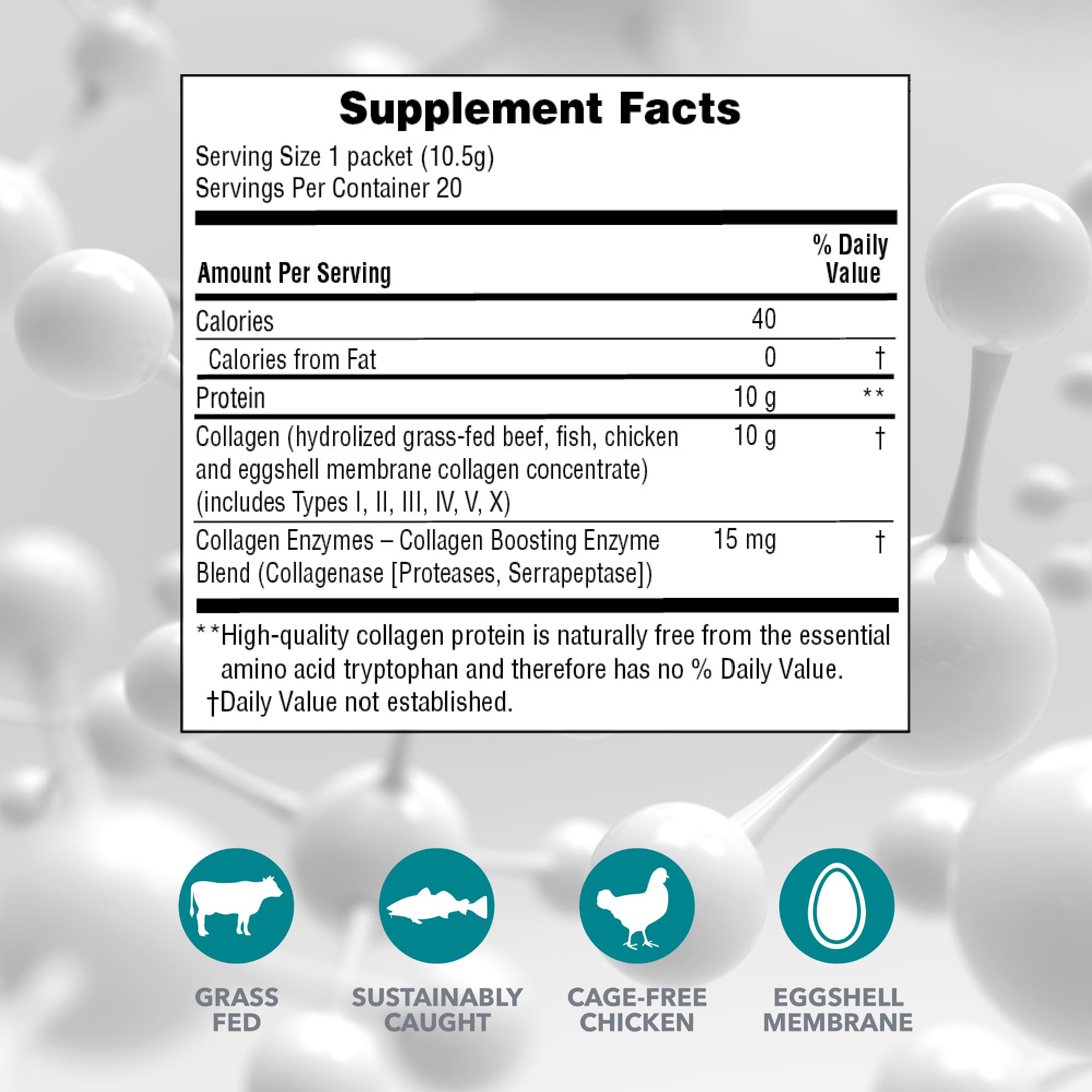 NaturesPlus Collagen Peptides packets close-up—on-the-go beauty and wellness support