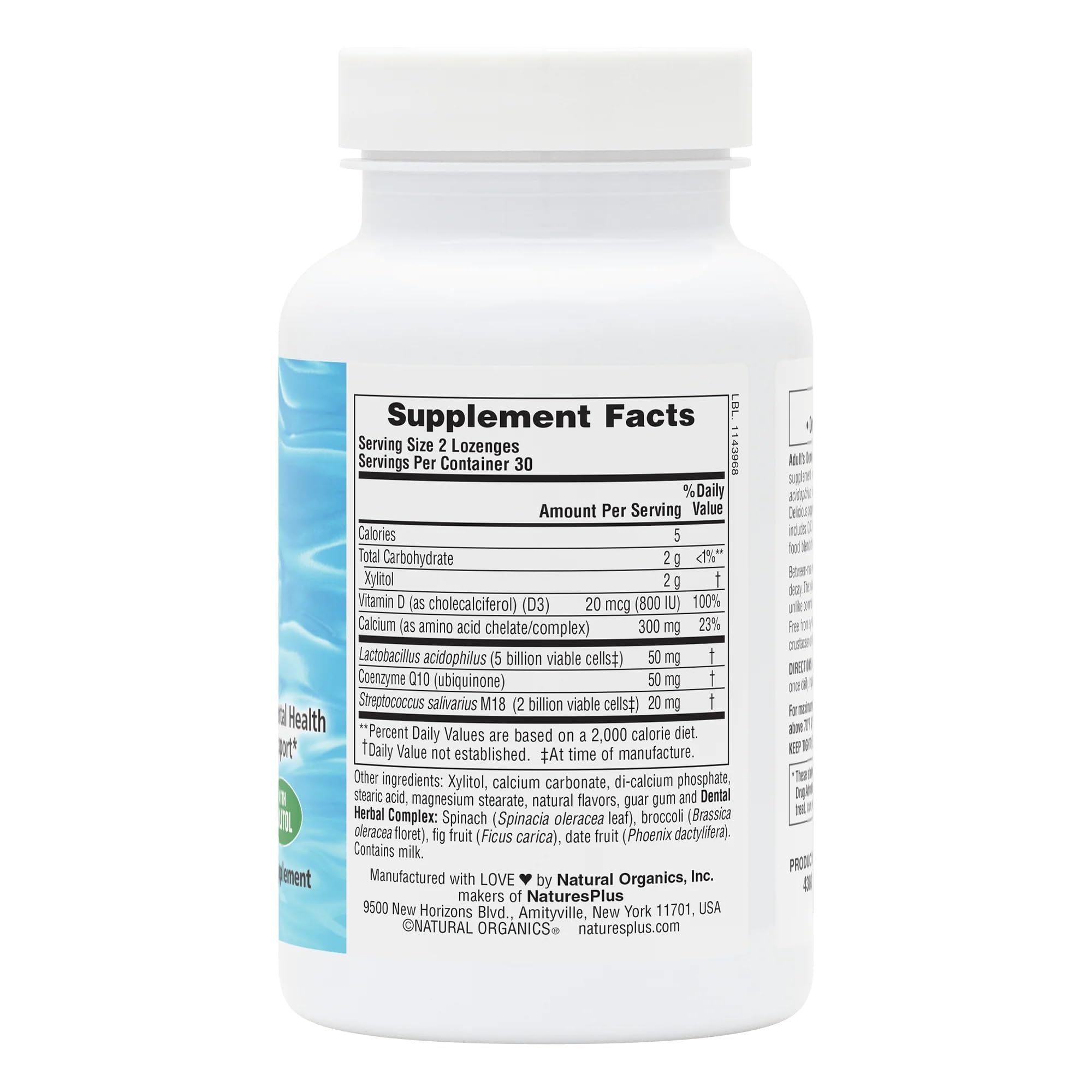 NaturesPlus Peppermint lozenge promotes refreshing taste for daily oral care.