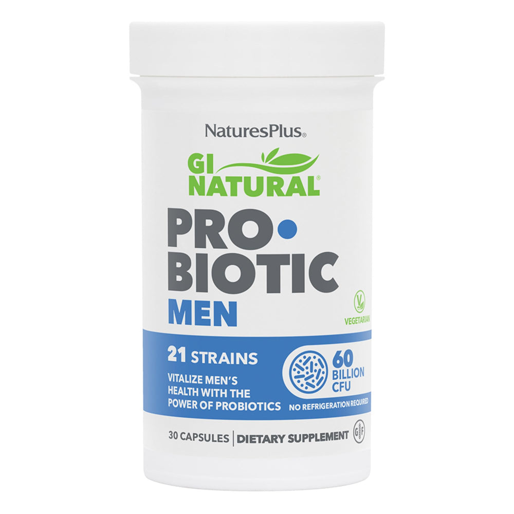 Nature's Plus GI Natural Probiotic Men bottle supports digestive balance