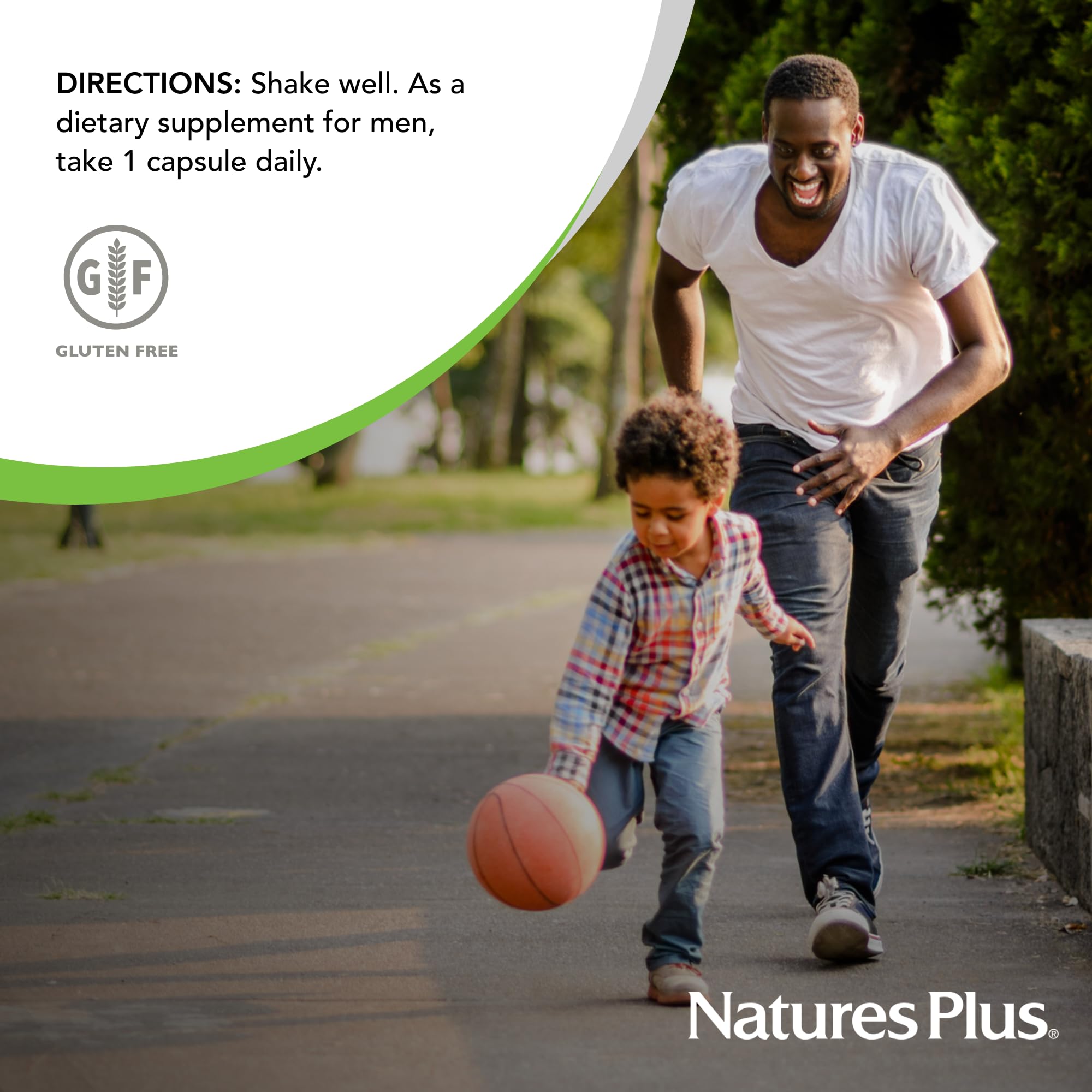 Nature's Plus GI Natural Probiotic Men packaging indicates gluten-free formula