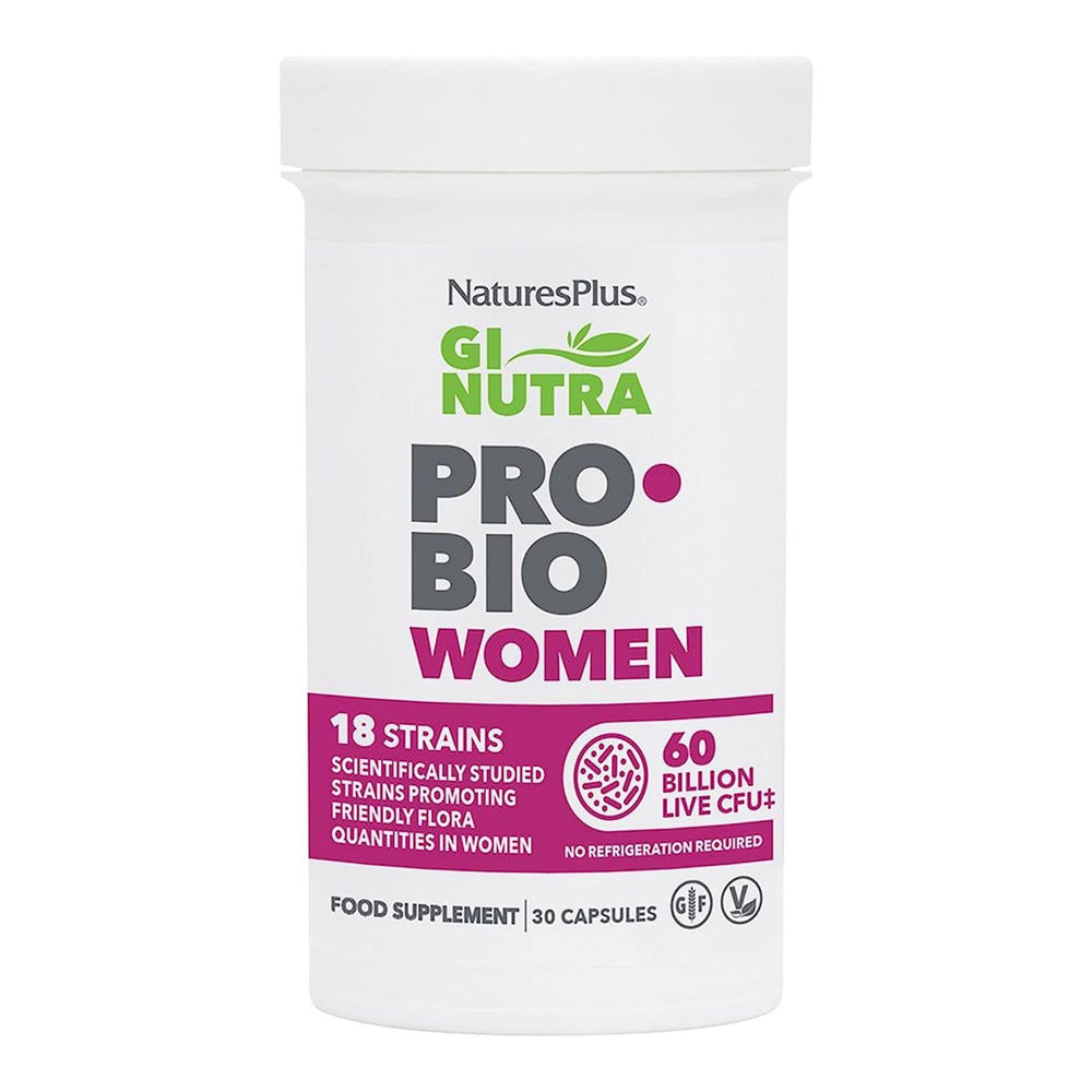 NaturesPlus GI Natural Probiotic Women bottle for daily digestive balance.