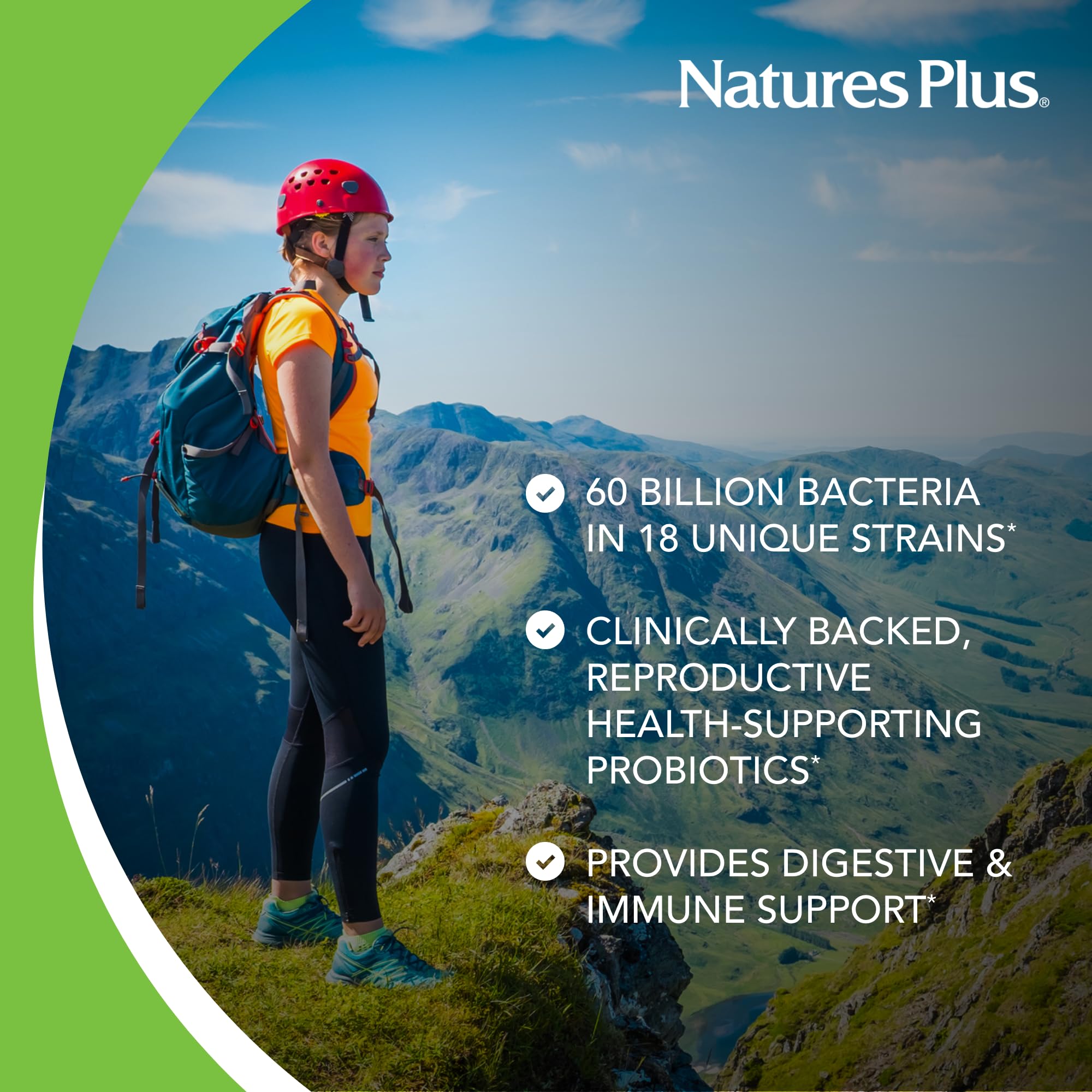 Nature's Plus GI Natural Probiotic Women with cranberry highlights urinary tract health benefits.