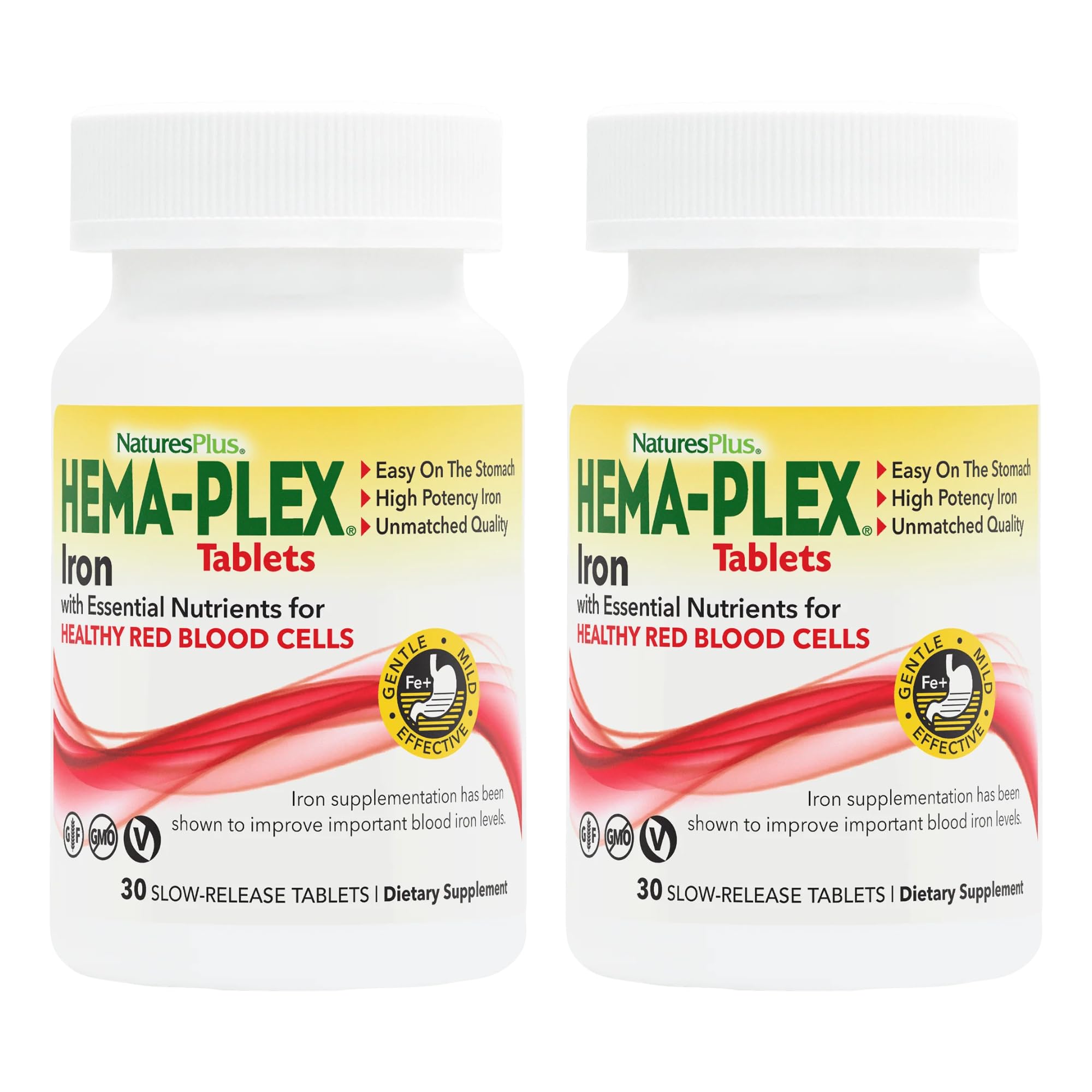 NaturesPlus Hema-Plex Iron bottle front view, suggesting daily wellness support