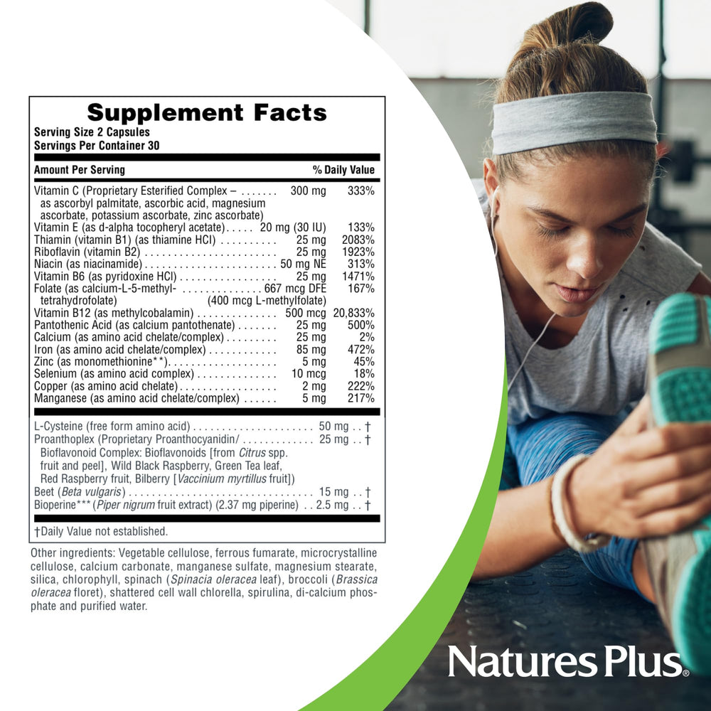 NaturesPlus Hema-Plex Iron gluten-free and vegan certification label