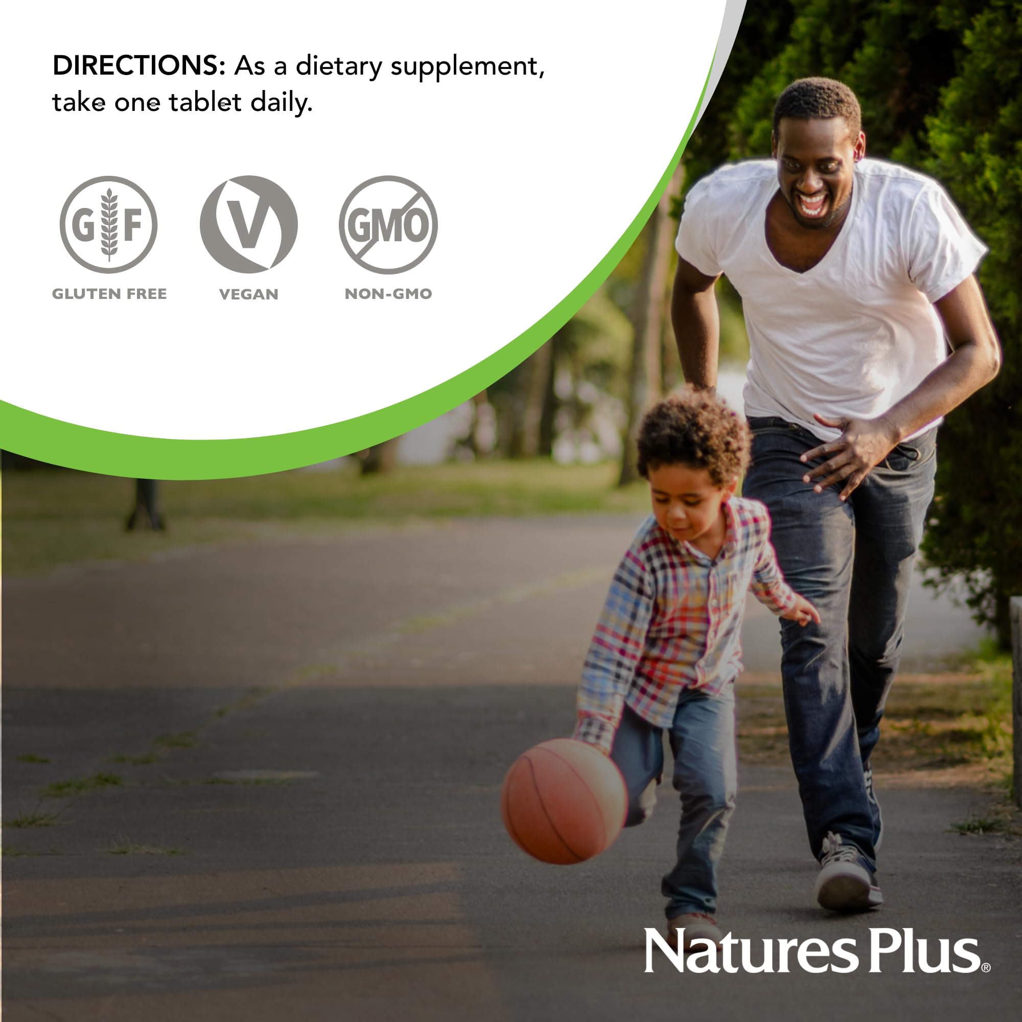 Nutrition facts label emphasizing non-GMO, gluten-free, and allergen-free attributes