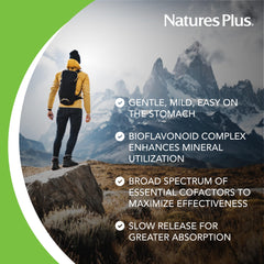 NaturesPlus Hema-Plex Iron tablet close-up highlights 85 mg iron.