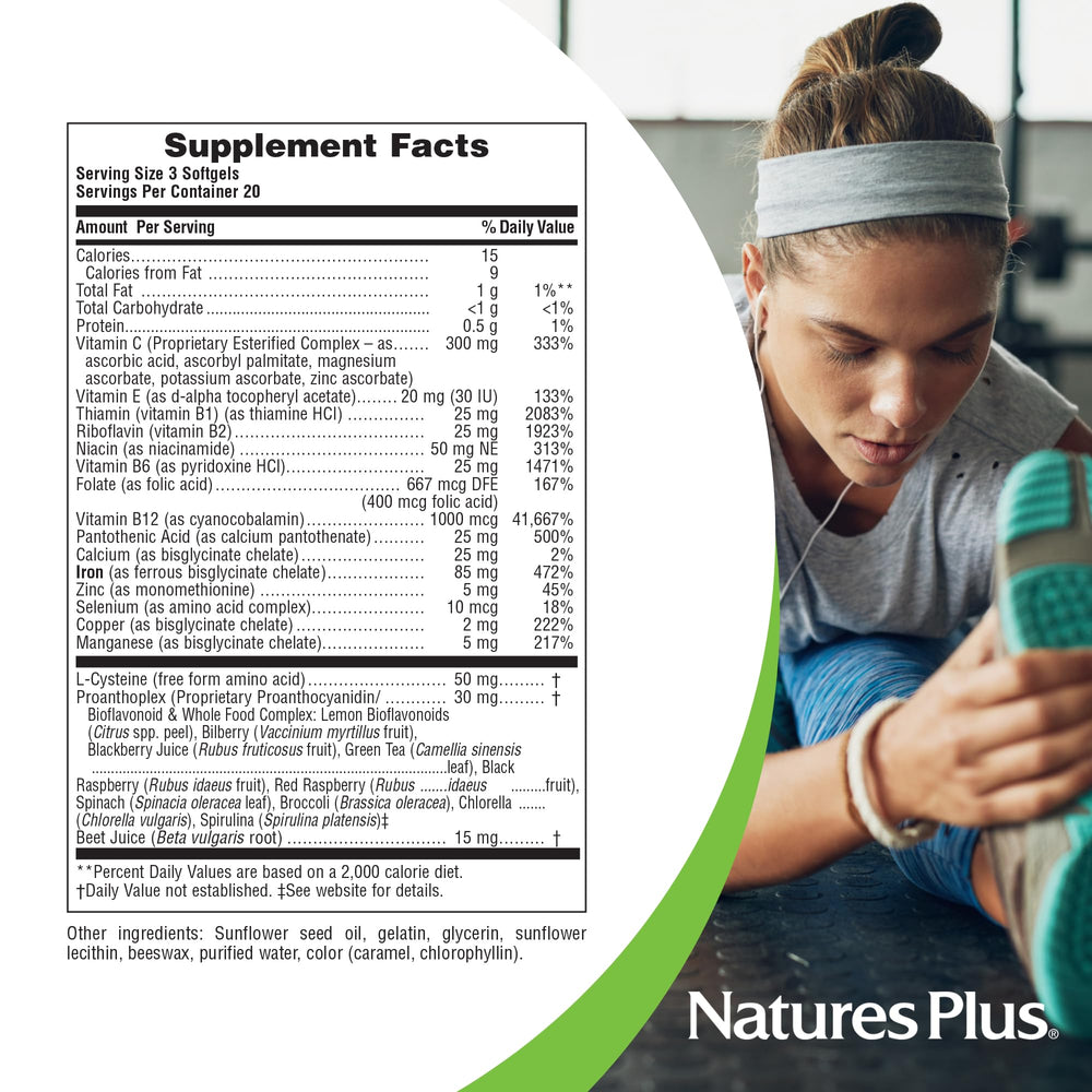 NaturesPlus Hema-Plex vegan gluten-free formulation on packaging.