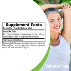 NaturesPlus Herbal Actives Black Cohosh label closeup showing 200 mg