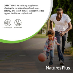 NaturesPlus Herbal Actives Korean Ginseng pack shot conveys gluten-free, vegan formula