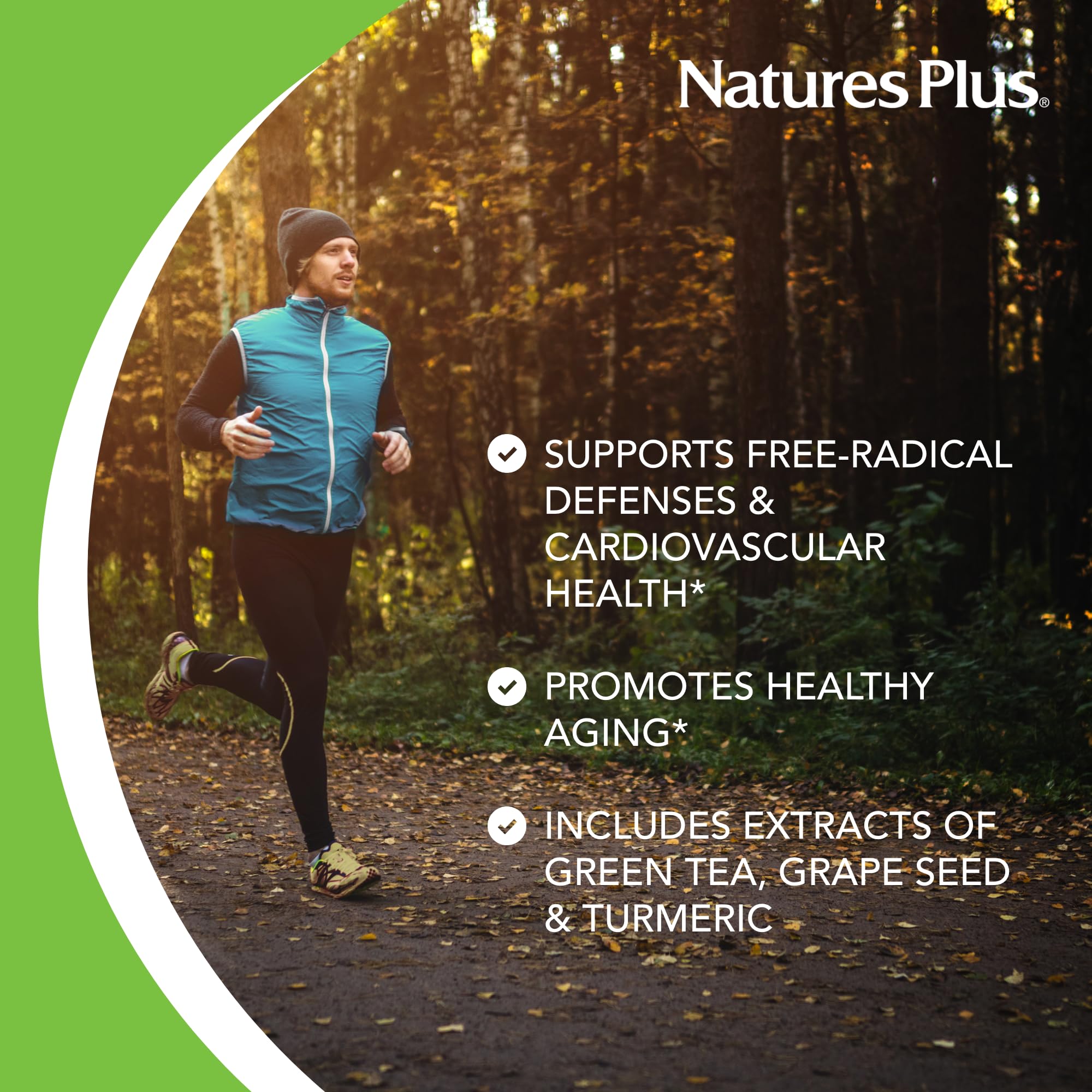 NaturesPlus Herbal Actives Resveratrol label emphasizes vegetarian gluten-free formulation