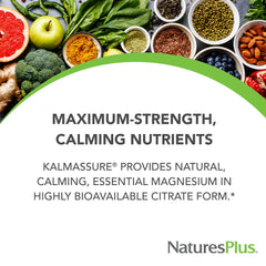 NaturesPlus KalmAssure magnesium powder tub closeup showing pure formula.