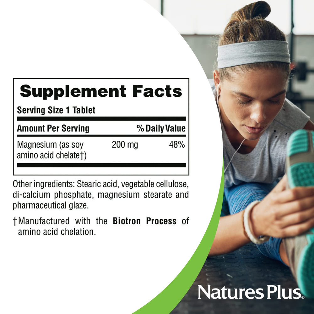 New packaging design for NaturesPlus Magnesium packaging on display.
