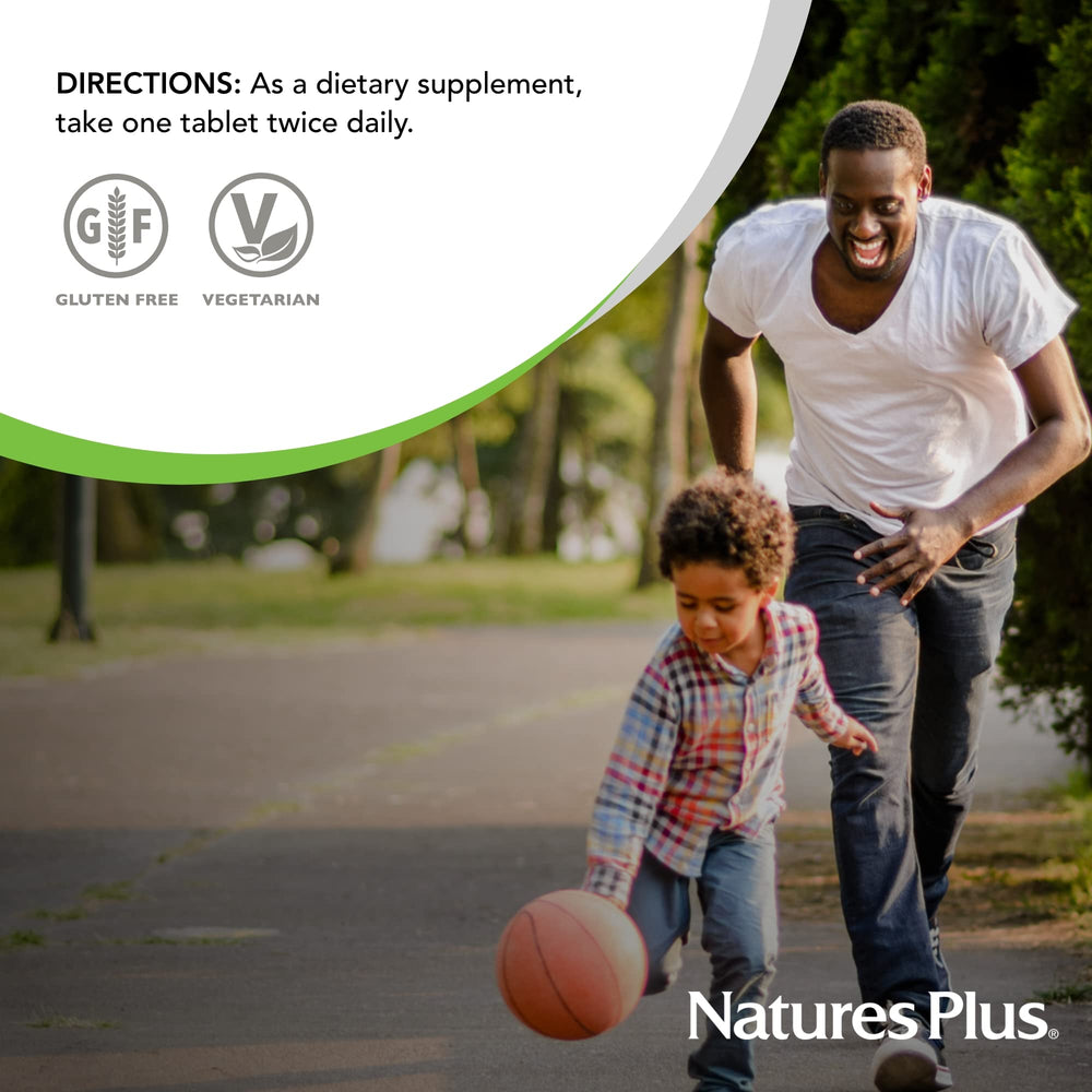 Magnesium tablets poured into a glass for easy daily routine with NaturesPlus.