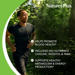NaturesPlus Mega B-150 ingredients list featuring rice bran base and B-complex blend