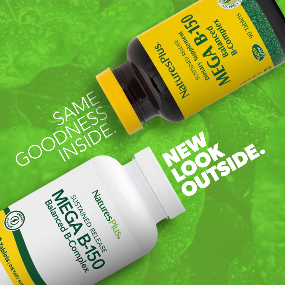 NaturesPlus Mega B-150 packaging design highlighting modern look and quality