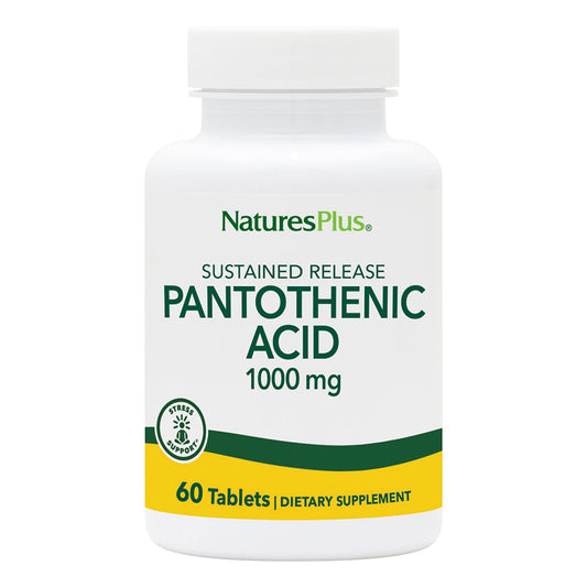 NaturesPlus Pantothenic Acid bottle front showing 1000 mg potency for daily energy support