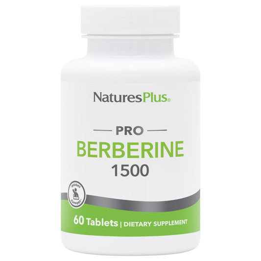 NaturesPlus PRO Berberine 1500 mg bottle with capsules for metabolism support.