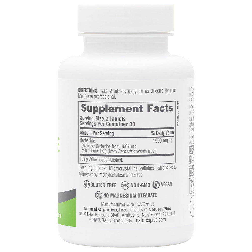 NaturesPlus PRO Berberine capsules closeup showing vegan, non-GMO formulation.