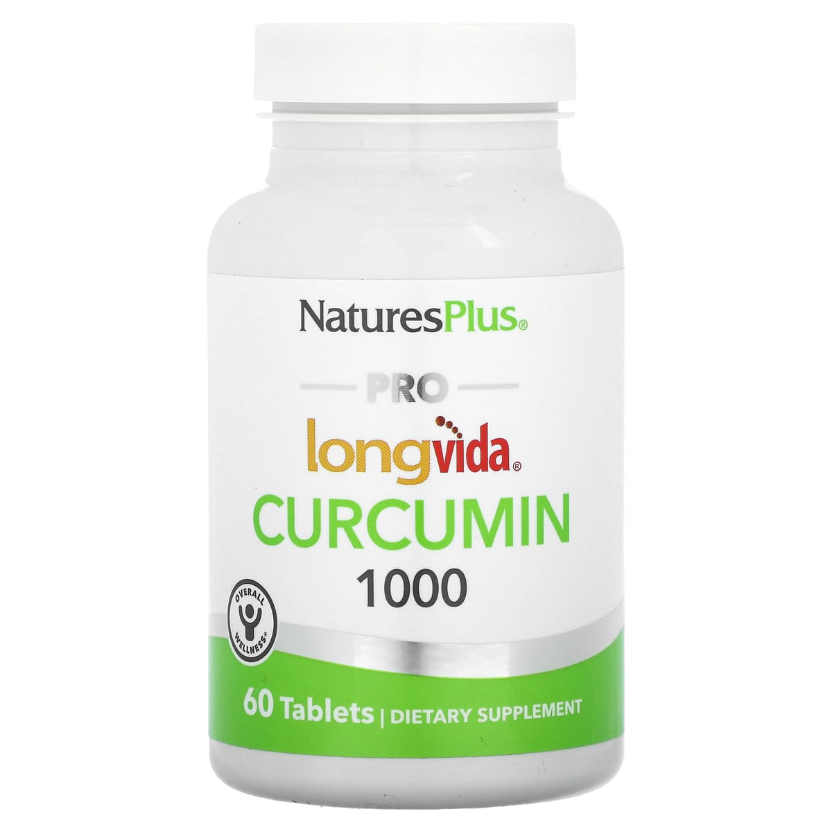 NaturesPlus PRO Longvida Curcumin 1000mg tablets pack shot; may support antioxidant activity.