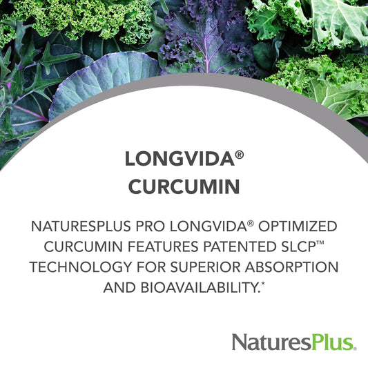 NaturesPlus PRO Longvida Curcumin lozenge in hand for daily wellness.