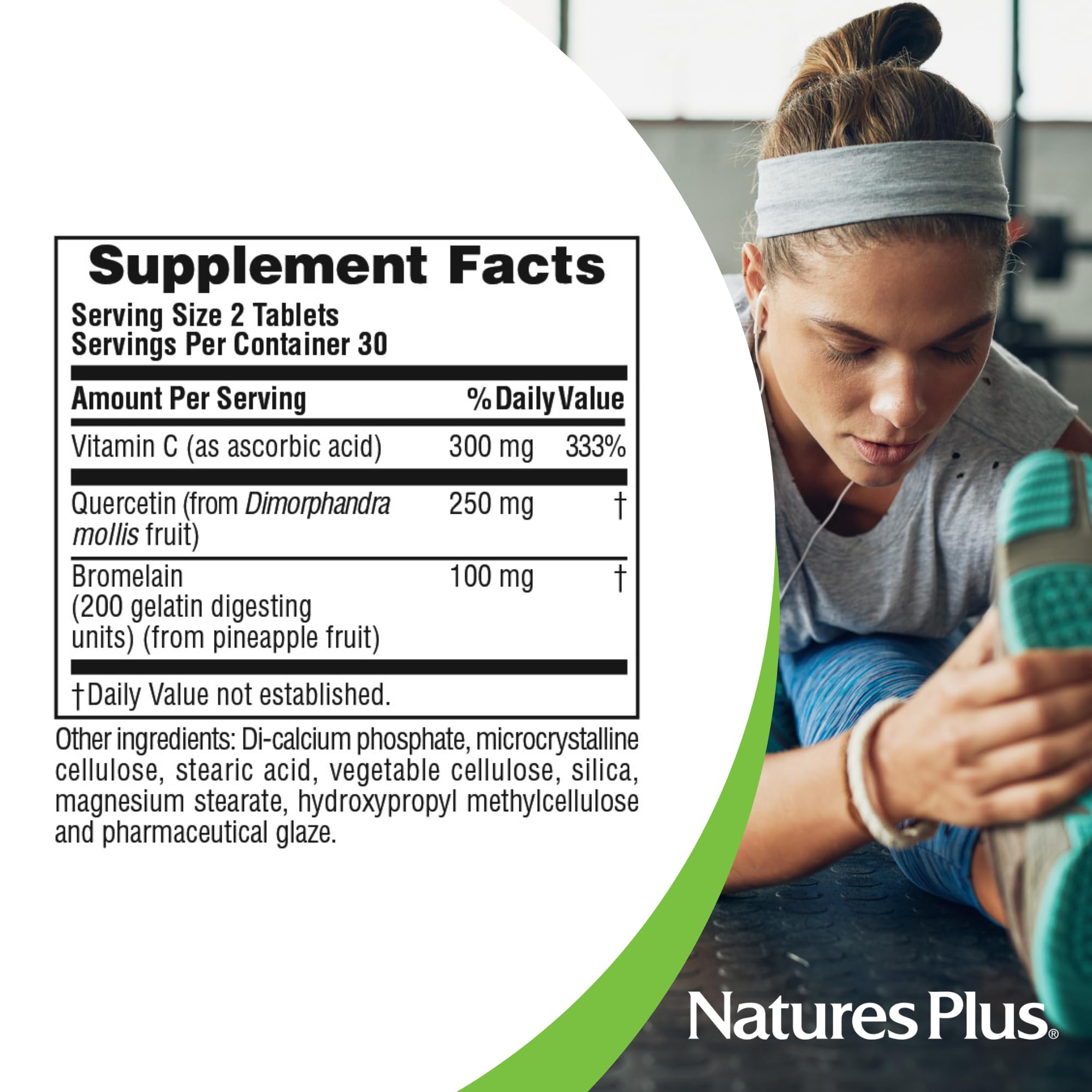 NaturesPlus Quercetin Plus bottle pour into glass.