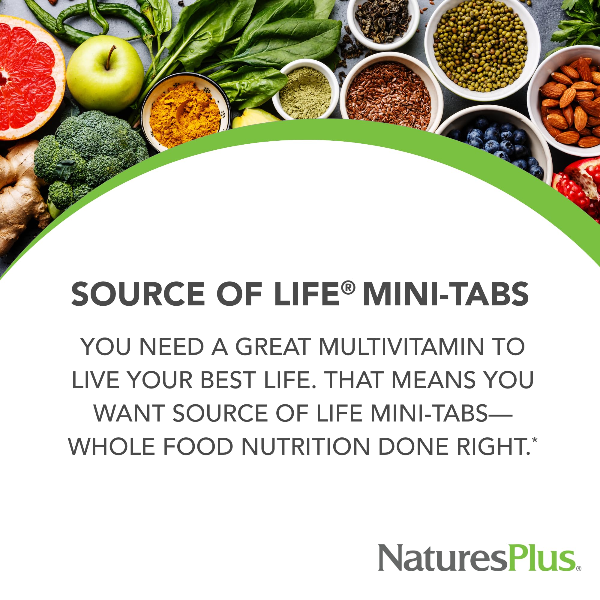 NaturesPlus Source of Life 360 Mini-Tabs easy-swallow capsule display for convenient daily use