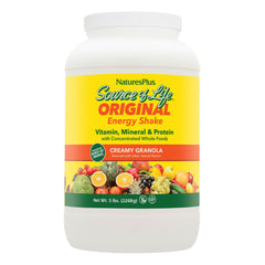 NaturesPlus Source of Life Energy Shake bottle with granola flavor for quick meal replacement