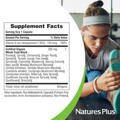 NaturesPlus Source of Life Garden K2 pack image demonstrates 120 servings value.