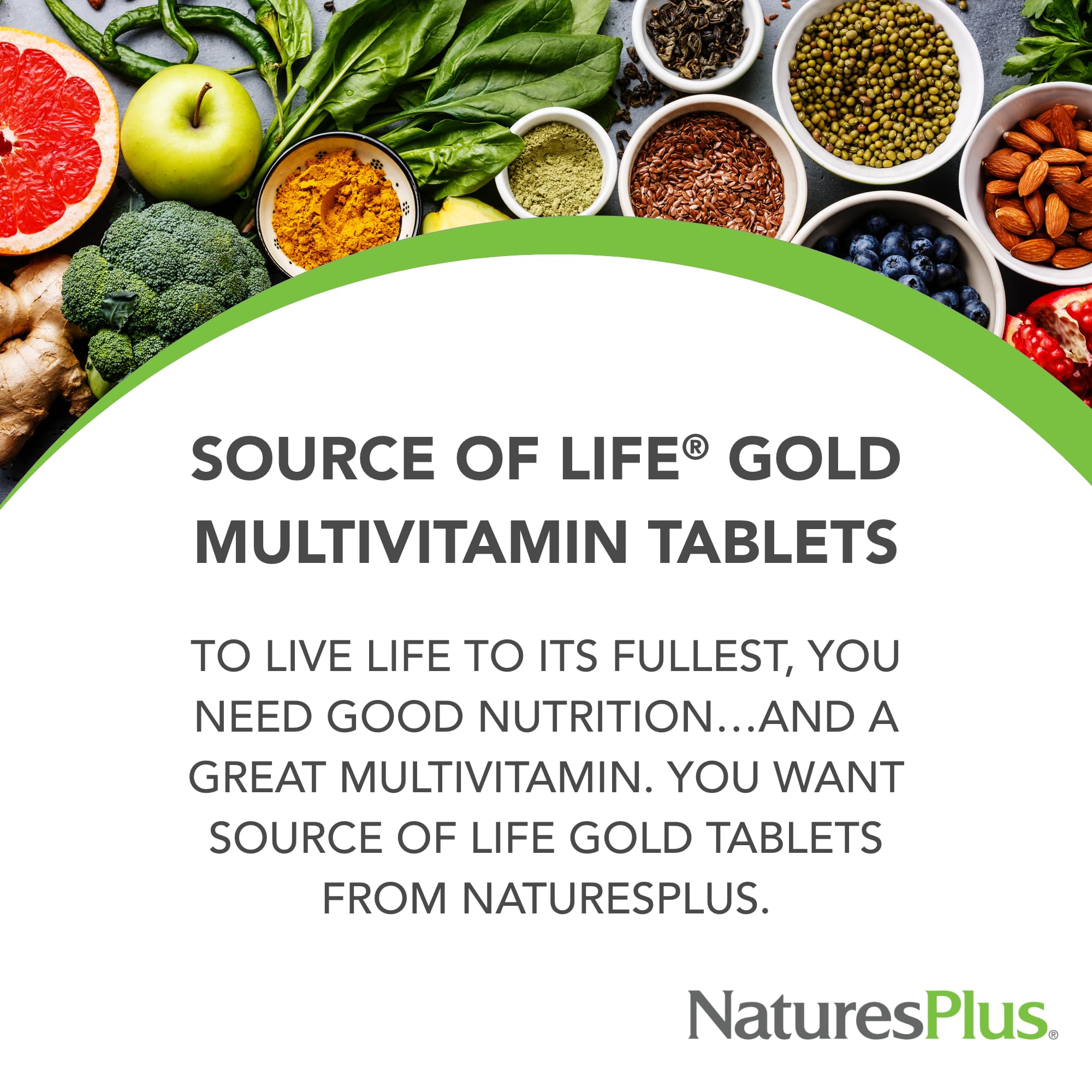 NaturesPlus Source of Life GOLD bottle side view emphasizing immune support.