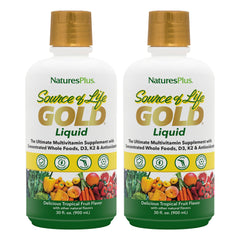 NaturesPlus Source of Life GOLD liquid bottle for convenient daily nutrition on the go.