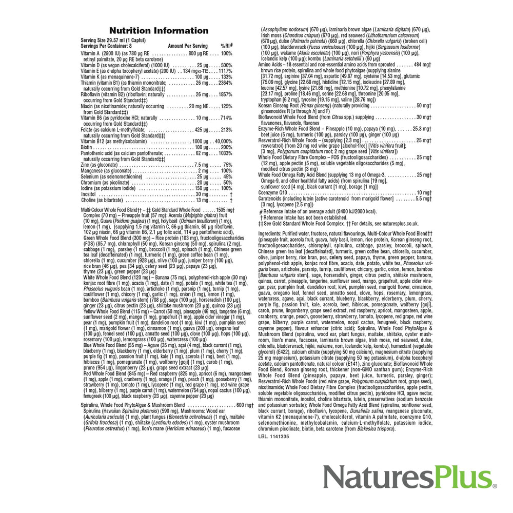 NaturesPlus Source of Life GOLD tropical-flavor glass—easy daily vitamins with a pleasant taste.
