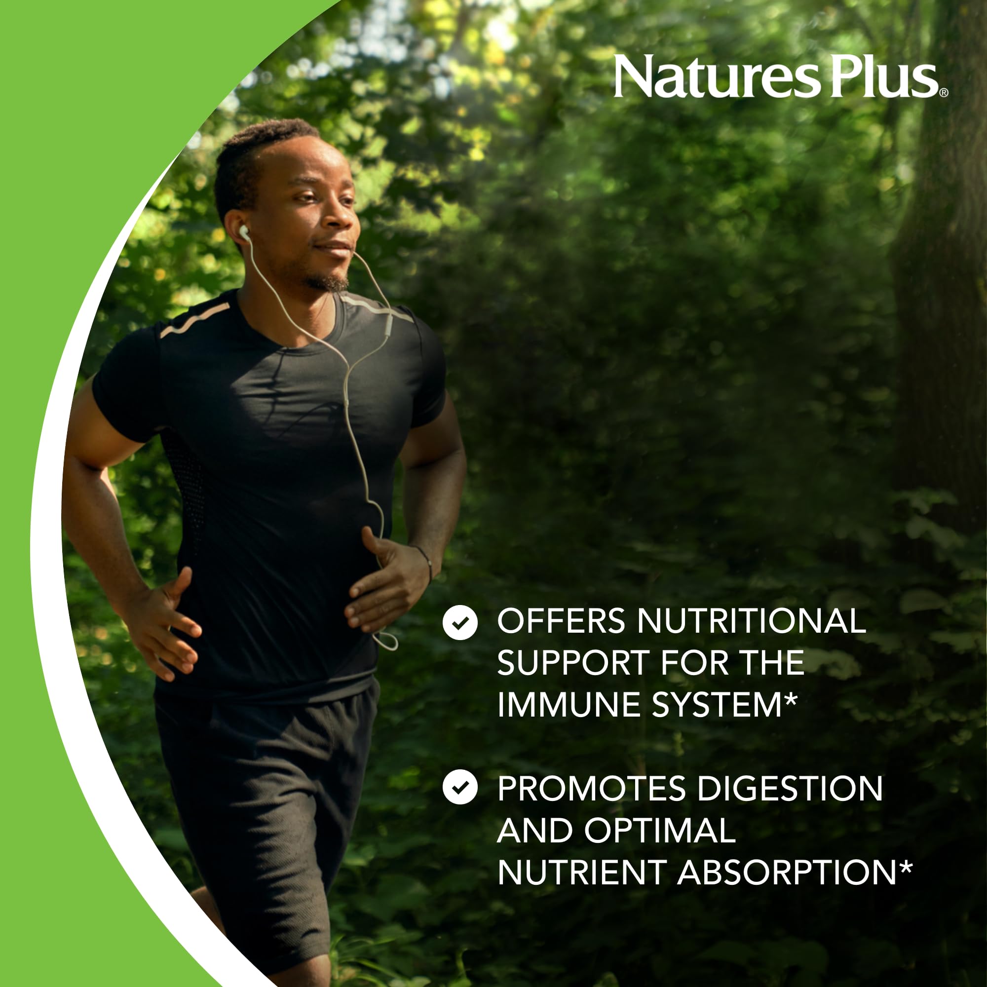 NaturesPlus Source of Life Immune Booster label detail highlights vitamins A C E and zinc