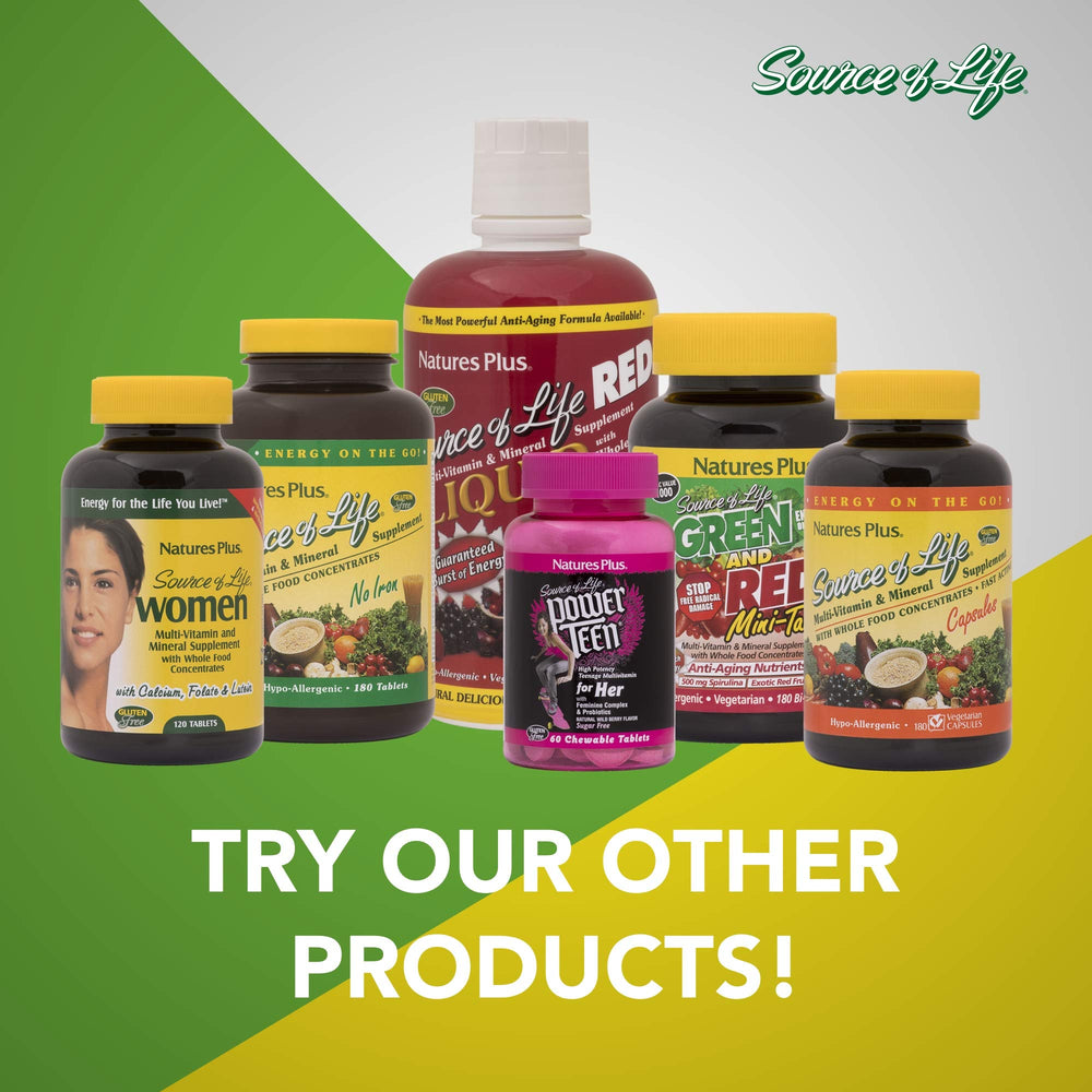 NaturesPlus Source of Life Immune Booster usage card suggests twice-daily schedule