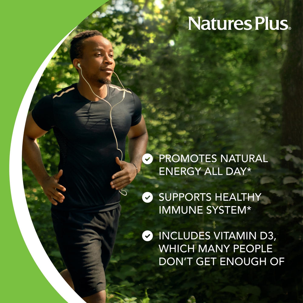 NaturesPlus Source of Life label detail with ingredients and features.