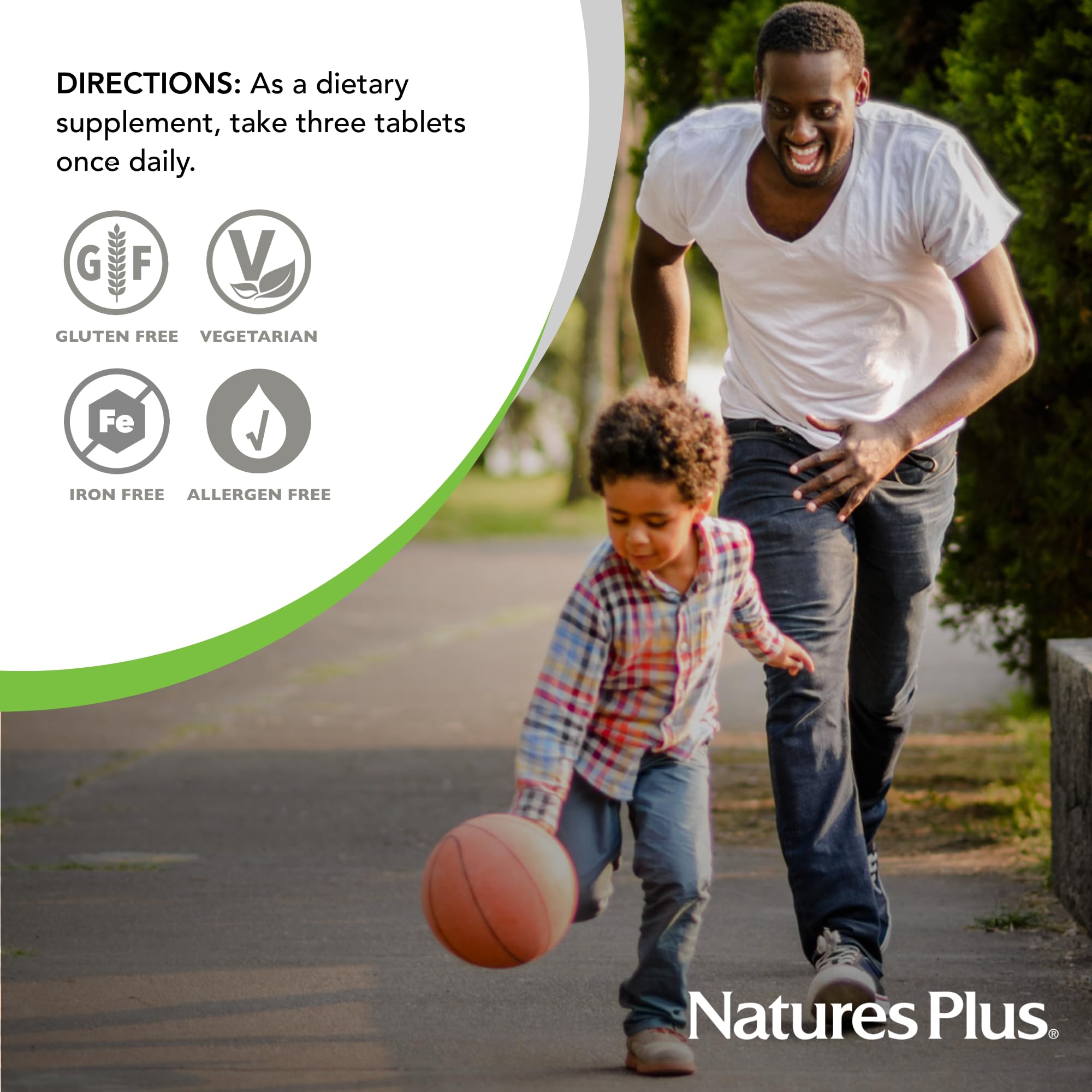 NaturesPlus Source of Life No Iron gluten-free vegetarian badge for daily use